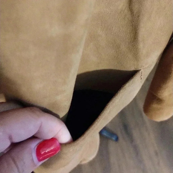 VINTAGE 1960 Suede Coat Mink Collar - Satin Lined size 12 - Picture 10 of 14